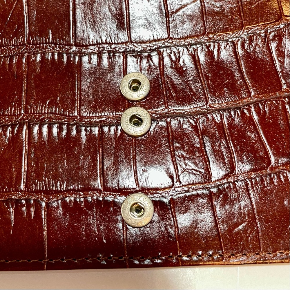 Brighton Crocodile Embossed Vintage Leather Clutch / Wallet Organizer - Picture 14 of 16